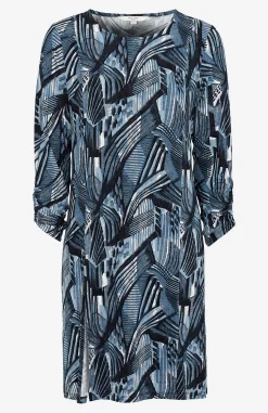 Cellbes of Sweden Lång trikåtunika med hög slits Blå / Svart / Mönstrad Outlet