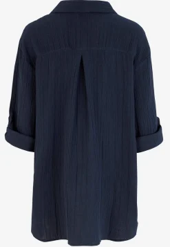 Cellbes of Sweden Långskjorta i krinklad bomull Marin Best