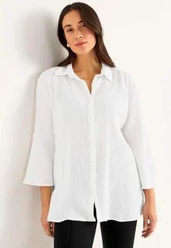 Cellbes of Sweden Långskjorta i krinklad bomull Vit