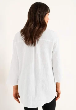 Cellbes of Sweden Långskjorta i krinklad bomull Vit