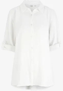 Cellbes of Sweden Långskjorta i krinklad bomull Vit
