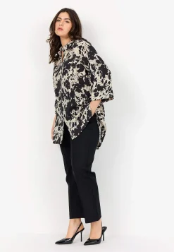 Wasabiconcept Långskjorta med crepe-kvalitet Svart / Vit / Mönstrad Sale