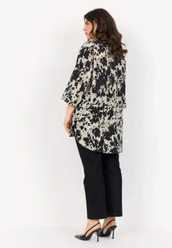 Wasabiconcept Långskjorta med crepe-kvalitet Svart / Vit / Mönstrad Sale