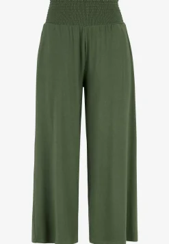 Cellbes of Sweden Mjuk trikåbyxa med smockad resårmidja Liv Khakigrön Online