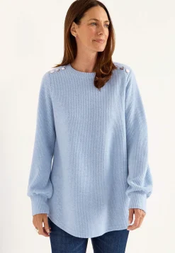 Cellbes of Sweden Mjuk trikåtröja med knappar Beata Ljusblå melange Best