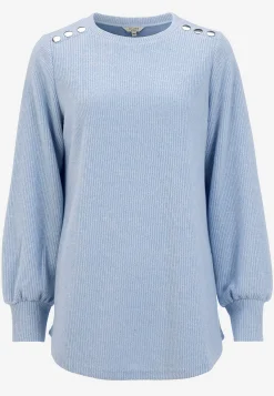 Cellbes of Sweden Mjuk trikåtröja med knappar Beata Ljusblå melange Best