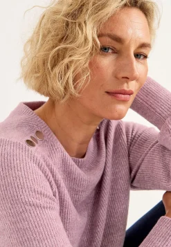 Cellbes of Sweden Mjuk trikåtröja med knappar Beata Rosa / Melerad