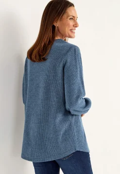 Cellbes of Sweden Mjuk trikåtröja med knappar Beata Blåmelange Online