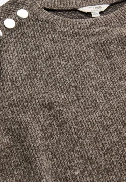 Cellbes of Sweden Mjuk trikåtröja med knappar Beata Nougatmelange New