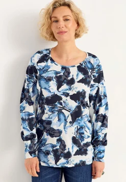 Cellbes of Sweden Mönstrad trikåtopp med breda muddar Blå / Mönstrad Hot