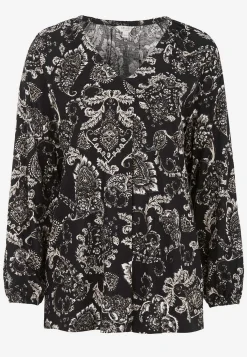 Cellbes of Sweden Mönstrad trikåtunika med dekorativt veck Svart / Paisley Hot