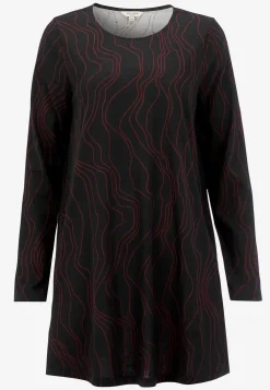 Cellbes of Sweden Mönstrad trikåtunika med fickor Svart/Vinröd/Mönstrad Clearance