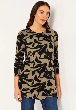 Cellbes of Sweden Mönstrad trikåtunika med fickor Beige / Svart / Mönstrad Outlet