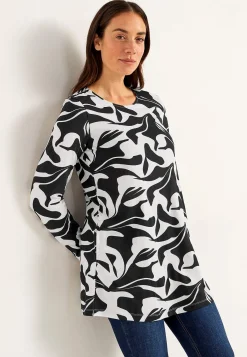 Cellbes of Sweden Mönstrad trikåtunika med fickor Svart / Vit / Mönstrad Clearance
