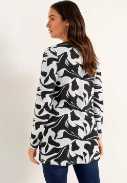 Cellbes of Sweden Mönstrad trikåtunika med fickor Svart / Vit / Mönstrad Clearance