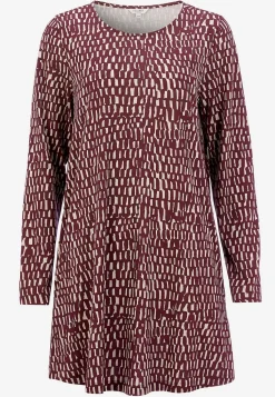 Cellbes of Sweden Mönstrad trikåtunika med fickor Vinröd/Beige/Mönstrad Discount