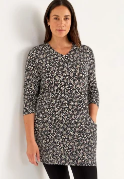 Cellbes of Sweden Mönstrad trikåtunika med fickor Svart / Mönstrad Hot