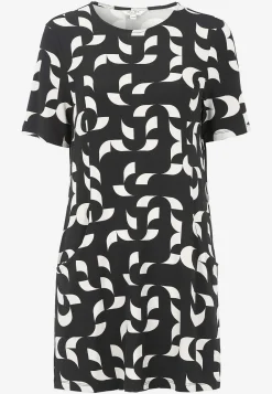 Cellbes of Sweden Mönstrad trikåtunika med fickor Svart / Mönstrad Hot