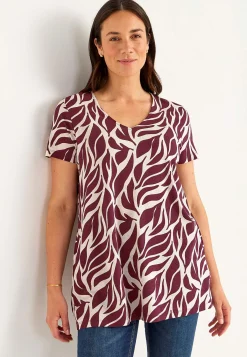 Cellbes of Sweden Mönstrad trikåtunika med fickor Vinröd / Mönstrad Discount