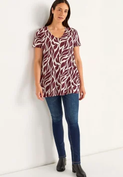 Cellbes of Sweden Mönstrad trikåtunika med fickor Vinröd / Mönstrad Discount