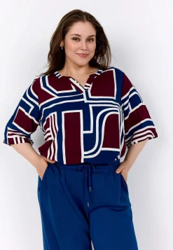 Wasabiconcept Mönstrad viskosblus Vinröd / Mönstrad Clearance