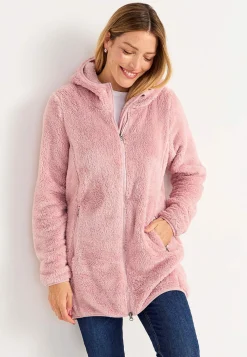 Cellbes of Sweden Mysig fleecejacka med huva Gammalrosa New