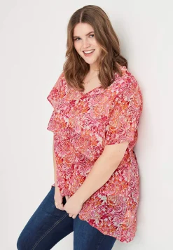 Cellbes of Sweden Paisleymönstrad chiffongtunika Cerise / Mönstrad
