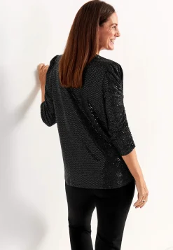 Cellbes of Sweden Paljettopp med 3/4-ärmar Svart / Glitter Clearance