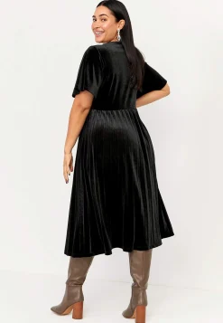 Cellbes of Sweden Plisserad sammetsklänning Svart New