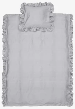 Cellbes of Sweden Påslakanset i satin med volanger Ekologisk bomull Ljusgrå Discount