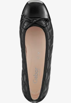 Gabor Quiltad ballerinasko i skinn Svart New