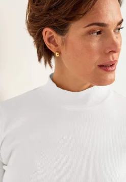 Cellbes of Sweden Ribbad topp med polokrage Vit Sale