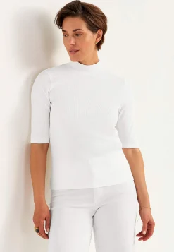 Cellbes of Sweden Ribbad topp med polokrage Rosa New