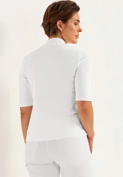 Cellbes of Sweden Ribbad topp med polokrage Rosa New