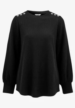 Cellbes of Sweden Ribbad tunika med strassknappar Svart Clearance