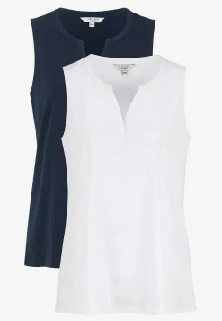 Cellbes of Sweden Ärmlös topp i ekologisk bomull 2-pack Vit + Marin Discount