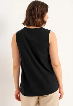 Cellbes of Sweden Ärmlös trikåtopp med v-ringning Svart / Enfärgad Online