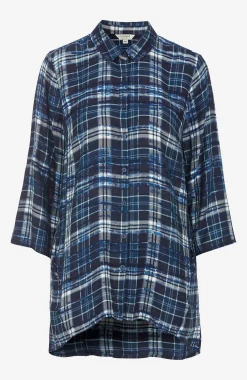 Cellbes of Sweden Rutig tunika med krage Blå / Rutig Clearance