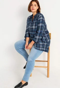 Cellbes of Sweden Rutig tunika med krage Blå / Rutig Clearance