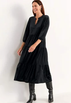 Cellbes of Sweden Sammetsklänning med volang Svart Discount