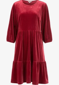 Cellbes of Sweden Sammetsklänning med volanger Mörkröd Outlet