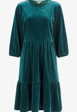 Cellbes of Sweden Sammetsklänning med volanger Petrolgrön Online