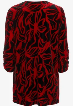 Cellbes of Sweden Sammetstunika med rynkad ärmdetalj Röd / Mönstrad Outlet