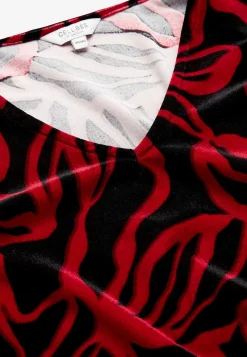 Cellbes of Sweden Sammetstunika med rynkad ärmdetalj Röd / Mönstrad Outlet