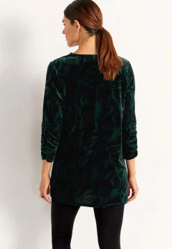Cellbes of Sweden Sammetstunika med rynkad ärmdetalj Mörkgrön / Mönstrad Online