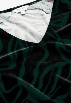 Cellbes of Sweden Sammetstunika med rynkad ärmdetalj Mörkgrön / Mönstrad Online