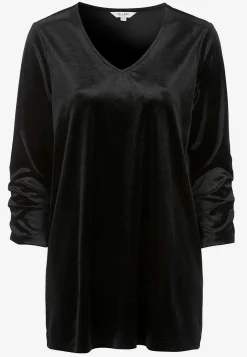 Cellbes of Sweden Sammetstunika med rynkad ärmdetalj Svart / Enfärgad Online