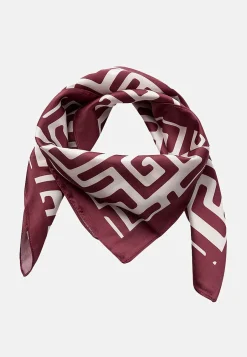 Soyaconcept Scarf i mönstrad satäng Mörkröd/Mönstrad Clearance