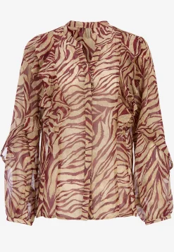 Soyaconcept Skir blus med volanger Röd/Beige/Mönstrad New