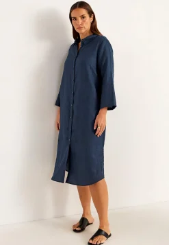 Cellbes of Sweden Skjortklänning Premium i lin Marin Clearance